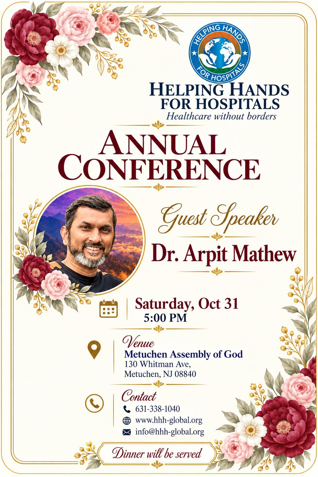 Helping Hands for Hospitals – Annual Conference, Saturday Oct 31, 5:00 PM